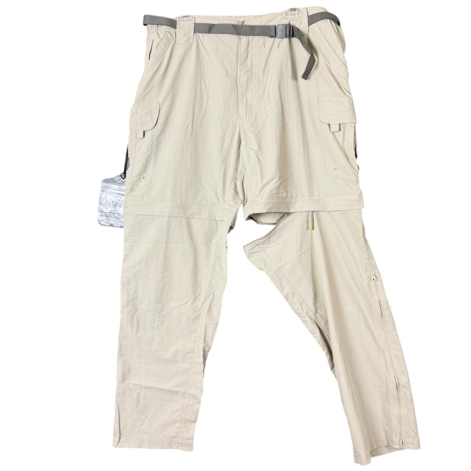 World Wide Sportsman Cargo Pants Convertible Men Xl/32 Khaki Hiking Nylon Vented